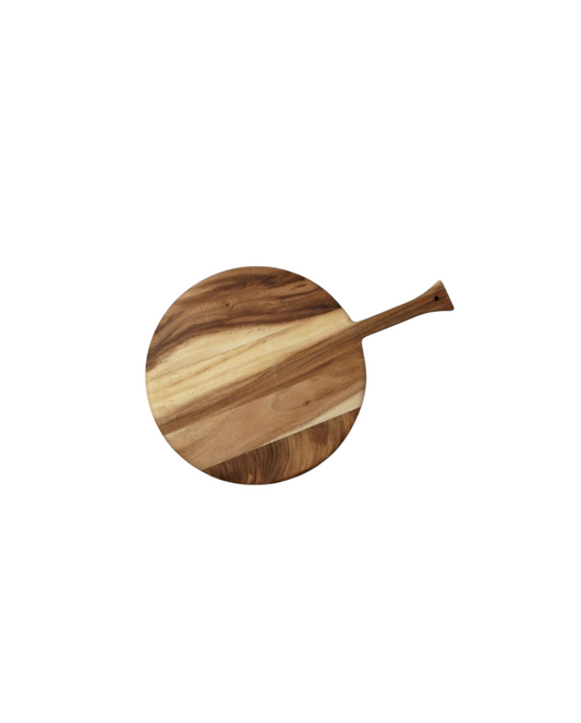 Teak Round Board with Handle, Large