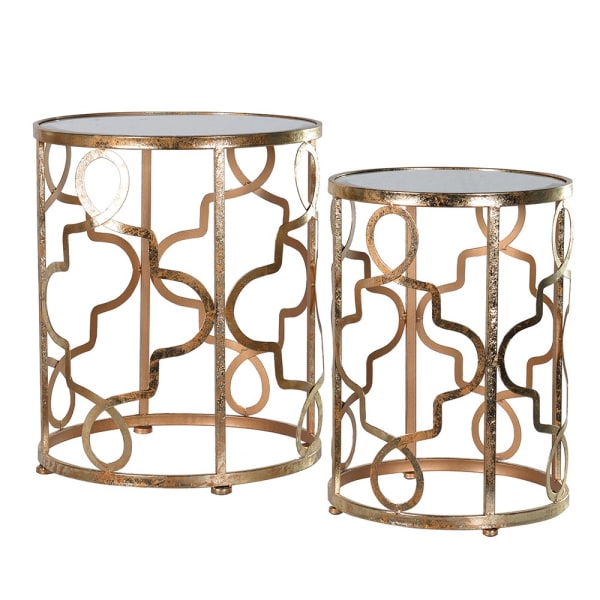 Set of 2 Gold Round patterned Tables  £195.00