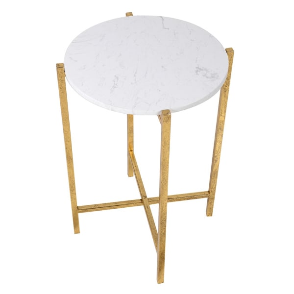 Faux Marble Top Gold Side Table