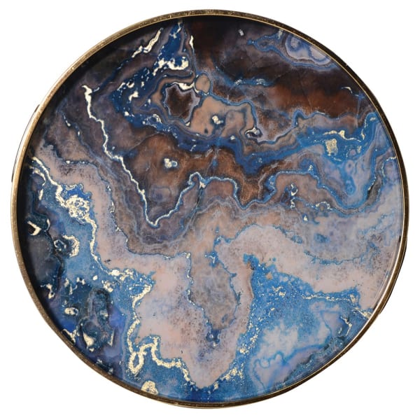Set of 2 Blue Marble Effect Tray Tables