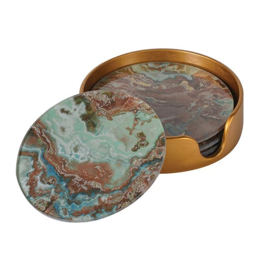 Green Marble Effect Coasters S/4