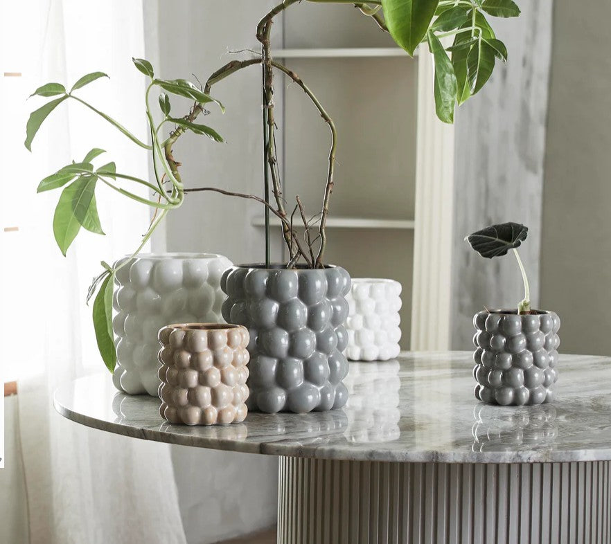 Grey Bobble Plant Pot 15.5cm