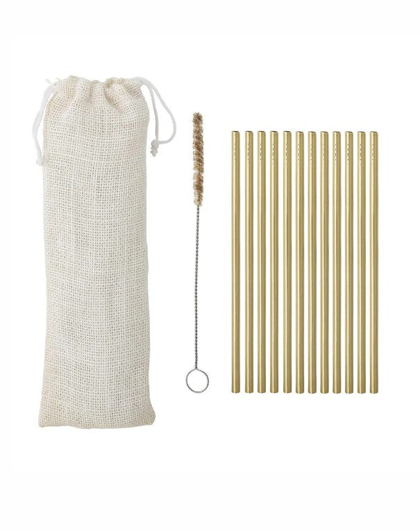 Gold Stainless Steel Straws 12Pk