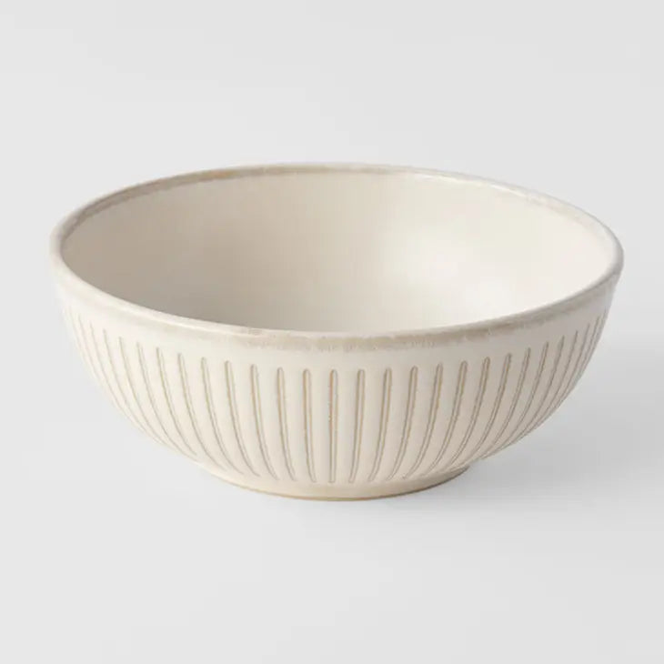Ridged Cream Porcelain Shallow Bowl 16cm