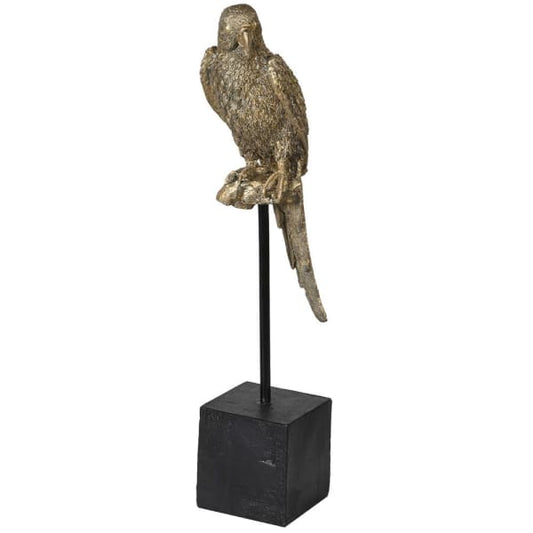 Gold Parrot Ornament on Black Perch/Stand
