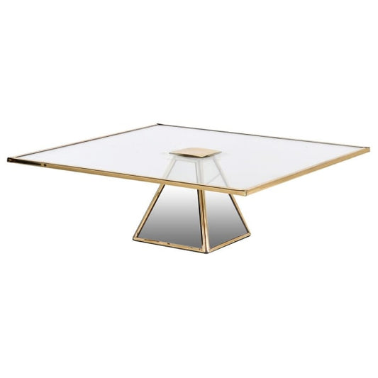 Small Square Glass Cake Stand with Gold Edge