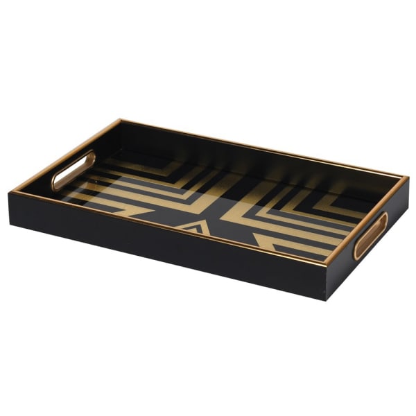 Gold & Black Square Tray 45cm