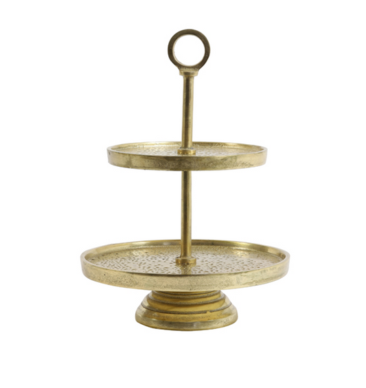 Gold 2 Tier Pitted Cake Stand 24 x 37cm