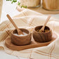 Acacia Wood Tray W/2 Bowls
