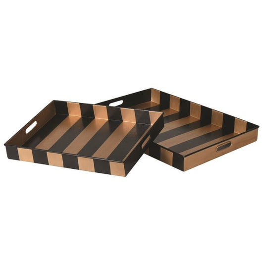 Gold & Black Striped Tray 51cm