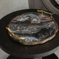 Marble Effect Flat Tray with Gold Edge & Handles