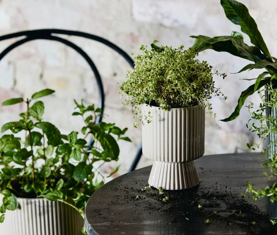 Ribbed Sand Plant Pot 14cm