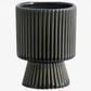 Ribbed Dark Grey Plant Pot 14cm