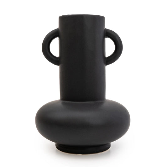 Black Bulbous Vase 25CM