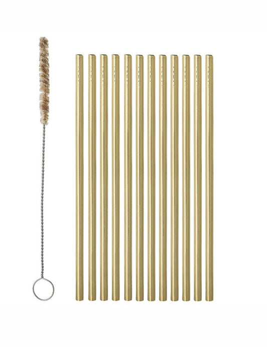 Gold Stainless Steel Straws 12Pk