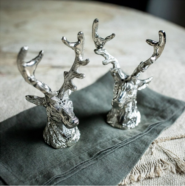 Silver Stag Head Cruet Set