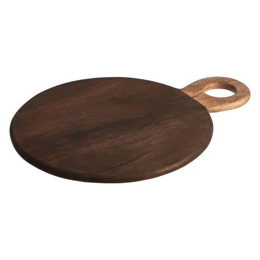 Round Dark Wood Board with Handle
