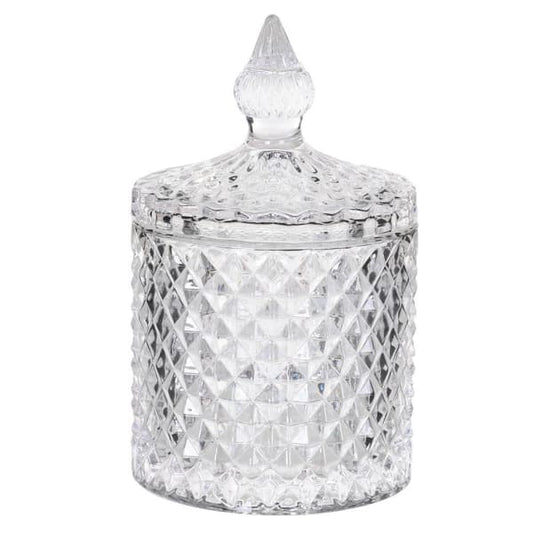 Small Cut Glass Jar with Lid 15cm
