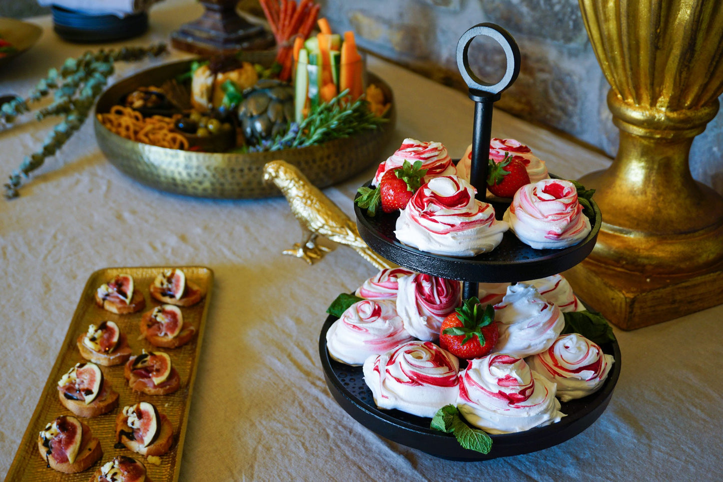 Matt Black 2 Tier Cake Stand