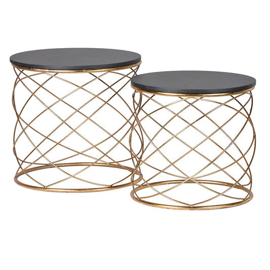 Set of 2 Gold Swirl Side Tables