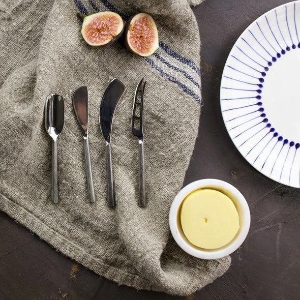 Brushed Silver Cheese Knife S/4 14cm